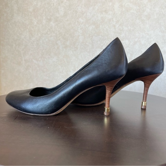 Tory Burch Black Leather and Wood Grain High Heel Shoes  US 9.5 dinner career - Picture 5 of 10